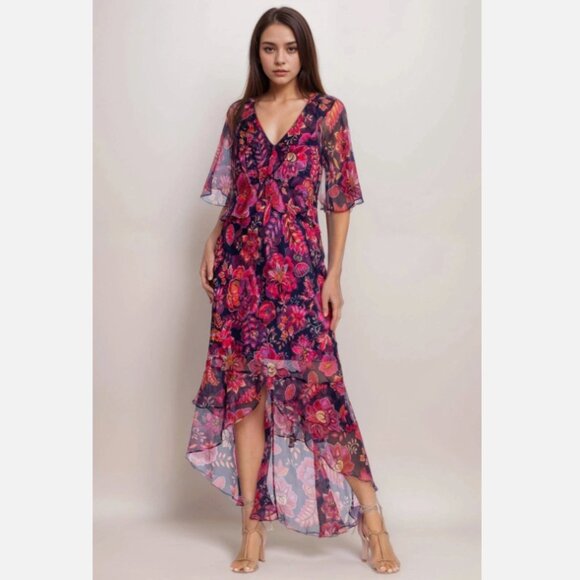 Johnny Was Luxee Floral Printed Silk Maxi Dress - Picture 1 of 9